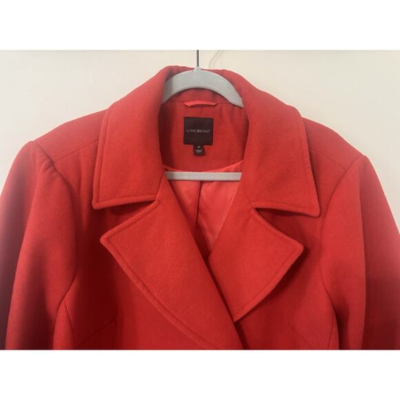 Lane Bryant Red Double Breasted Peacoat Sz 28 - Picture 2 of 14